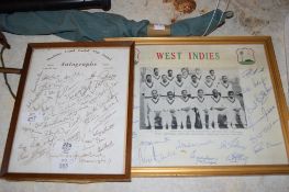 FACSIMILE OF PHOTOGRAPHS OF MANCHESTER UNITED, ALSO A FRAMED COPY OF THE WEST INDIES CRICKET TEAM