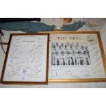 FACSIMILE OF PHOTOGRAPHS OF MANCHESTER UNITED, ALSO A FRAMED COPY OF THE WEST INDIES CRICKET TEAM