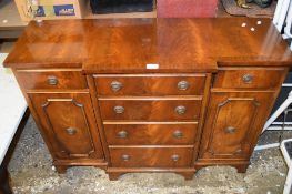 REPRODUCTION MAHOGANY EFFECT BREAK FRONT SIDE CABINET, WIDTH APPROX 104CM