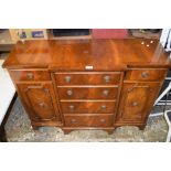 REPRODUCTION MAHOGANY EFFECT BREAK FRONT SIDE CABINET, WIDTH APPROX 104CM