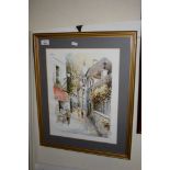 FRAMED PRINT OF A FRENCH STREET SCENE, FRAME WIDTH APPROX 43CM