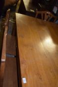 VERY LARGE OAK DINING TABLE, APPROX 244CM X 121CM TOGETHER WITH A SET OF SIX MATCHING CHAIRS