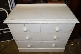 PAINTED WHITE TURN OF THE CENTURY CHEST OF TWO SHORT OVER TWO LONG DRAWERS, WIDTH APPROX 86CM