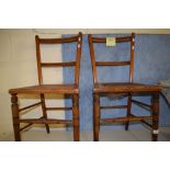 PAIR OF EARLY 20TH CENTURY ARTS & CRAFTS STYLE CANE SEATED CHAIRS (A/F)