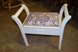 MODERN PAINTED EFFECT UPHOLSTERED DRESSING TABLE STOOL, WIDTH APPROX 60CM