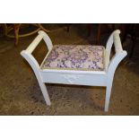 MODERN PAINTED EFFECT UPHOLSTERED DRESSING TABLE STOOL, WIDTH APPROX 60CM