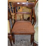 LATE 19TH CENTURY MAHOGANY SOLID SEAT CHAIR, HEIGHT APPROX 85CM