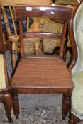 LATE 19TH CENTURY MAHOGANY SOLID SEAT CHAIR, HEIGHT APPROX 85CM