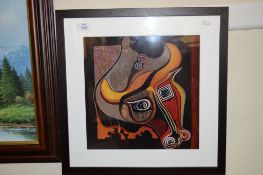 FRAMED PRINT OF ABSTRACT HORSE, FRAME WIDTH APPROX 44CM