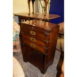 REPRODUCTION MAHOGANY EFFECT CAMPAIGN TYPE ESCRITOIRE, WIDTH APPROX 46CM