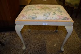 UPHOLSTERED PAINTED DRESSING TABLE, STOOL WIDTH APPROX 52CM