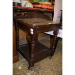 SMALL SQUARE OCCASIONAL TABLE WITH TURNED LEGS, WIDTH APPROX 46CM