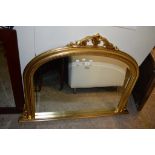 LARGE GILT FRAMED OVERMANTEL MIRROR, WIDTH APPROX 122CM