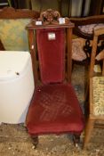 UPHOLSTERED VICTORIAN BEDROOM CHAIR, HEIGHT APPROX 80CM