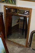 MODERN GILT FRAMED MIRROR, APPROX 68CM WIDE