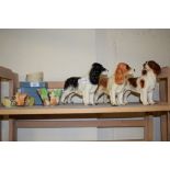 GROUP OF CERAMIC ITEMS INCLUDING THREE MODELS OF DOGS