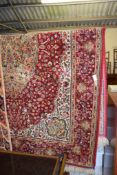 FLORAL DECORATED RUG, WIDTH APPROX 139CM
