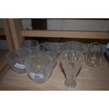 GROUP OF CUT GLASS CUPS AND CHINA MUGS