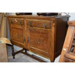 MID-20TH CENTURY RUSTIC OAK SIDEBOARD ON BARLEY TWIST LEGS, WIDTH APPROX 104CM