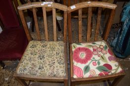 PAIR OF SMALL OAK DINING CHAIRS, HEIGHT APPROX 81CM