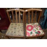 PAIR OF SMALL OAK DINING CHAIRS, HEIGHT APPROX 81CM