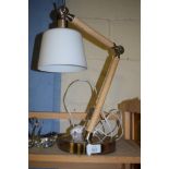ANGLEPOISE LAMP WITH CHROME BASE AND GLASS SHADE