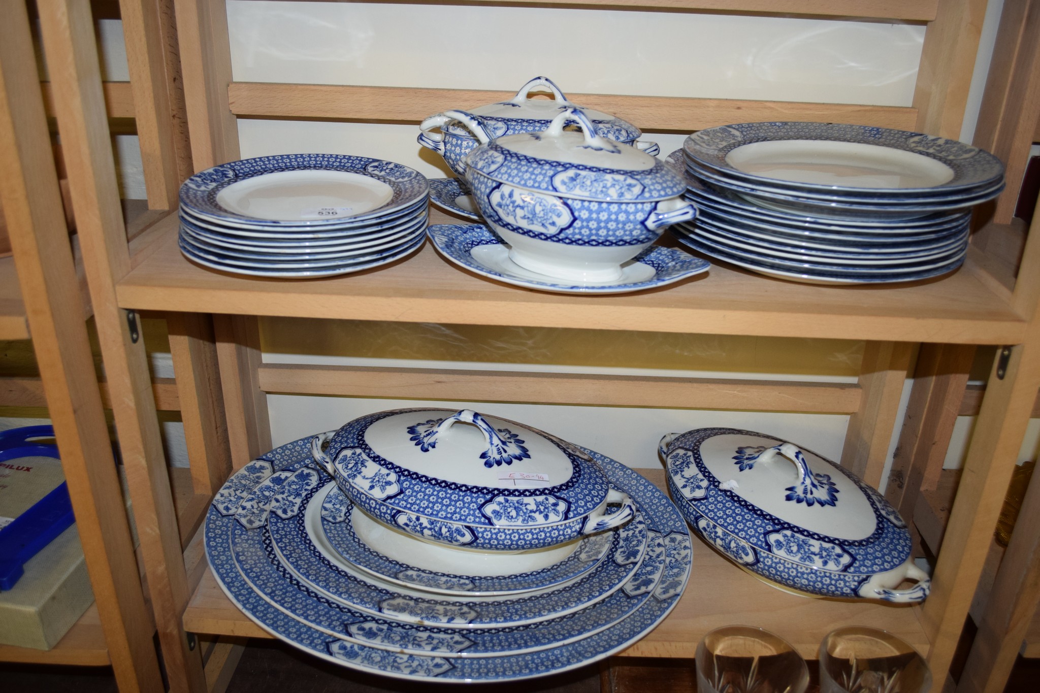 PART WOOD & SONS DINNER SERVICE COMPRISING SERVING DISHES, SAUCE TUREEN, TWO LARGE TUREENS AND