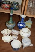 QUANTITY OF CERAMIC WARES INCLUDING COALPORT SHELL DISH, A DUTCH GOUDA VASE ETC