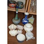 QUANTITY OF CERAMIC WARES INCLUDING COALPORT SHELL DISH, A DUTCH GOUDA VASE ETC