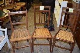 THREE VARIOUS CANE SEATED CHAIRS