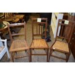 THREE VARIOUS CANE SEATED CHAIRS