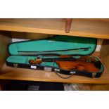 CASED VIOLIN, LENGTH APPROX 55CM