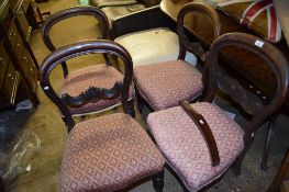 SET OF FOUR VICTORIAN BALLOON BACK DINING CHAIRS, HEIGHT APPROX 90CM