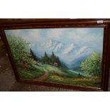 LARGE PICTURE OF A MOUNTAIN SCENE, APPROX 104CM