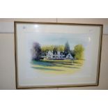 PAINTING OF A SCOTTISH HOUSE, FRAME WIDTH APPROX 56CM