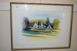 PAINTING OF A SCOTTISH HOUSE, FRAME WIDTH APPROX 56CM