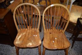 PAIR OF STICK BACK KITCHEN CHAIRS, HEIGHT APPROX 87CM
