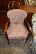 UPHOLSTERED ARMCHAIR, WIDTH APPROX 65CM