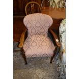 UPHOLSTERED ARMCHAIR, WIDTH APPROX 65CM