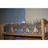 COLLECTION OF VARIOUS DRINKING GLASSES INCLUDING SOME WITH MERCURY TWIST STEMS