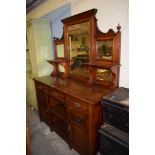 LARGE LATE 19TH CENTURY MIRROR BACK SIDEBOARD, WIDTH APPROX 154CM