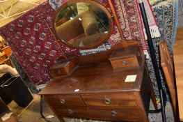 EDWARDIAN MIRROR BACKED DRESSING TABLE WITH STRUNG DECORATION, WIDTH APPROX 107CM