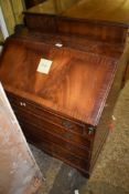 MAHOGANY EFFECT REPRODUCTION FALL FRONT BUREAU WITH FITTED INTERIOR, APPROX 76CM