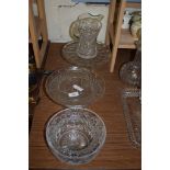 CUT GLASS TAZZA AND BOWLS