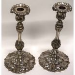 Pair of plated candlesticks in rococo style