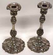 Pair of plated candlesticks in rococo style