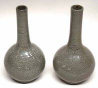 Two Chinese crackle glaze vases on a grey ground (2)