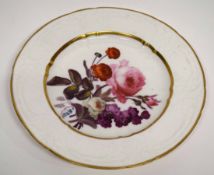 Coalport felspar plate finely decorated with a floral spray, the reverse with Coalport Society of