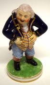 19th century Derby figure of a prosperous gentleman, height 11cm (crack to base)