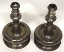 Pair of pewter candlesticks by John Somers